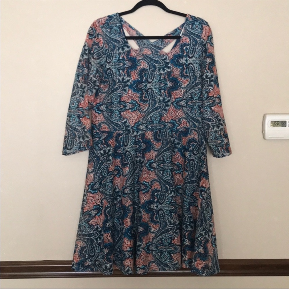 Forever 21+ Strappy Back Printed A-Line Dress 2X